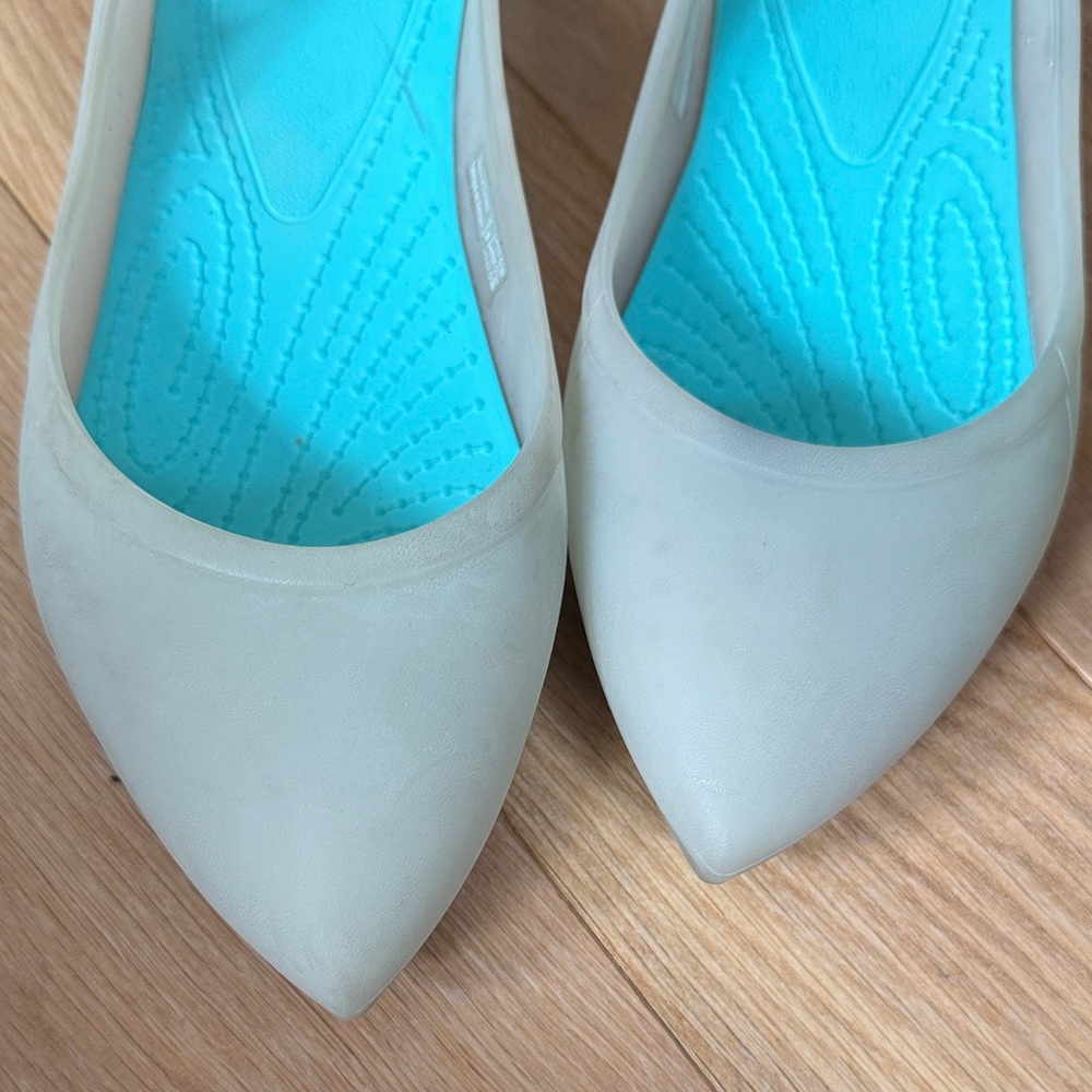 CROCS Women's Flats in Light Gray and Aqua - Picture 3 of 3